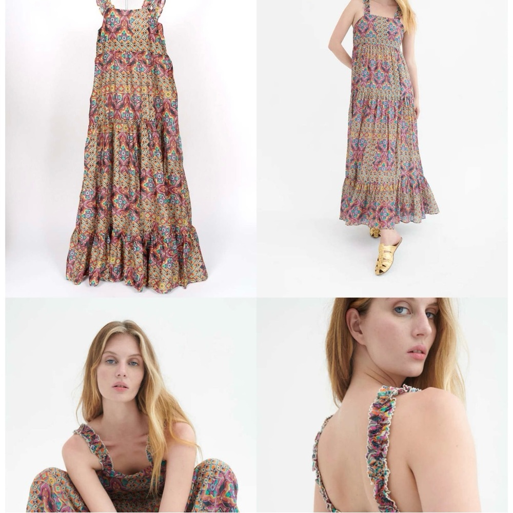 CHUFY Modi Maxi Dress In Deena Amber Size Small Silk‎ Cotton Blend Smock